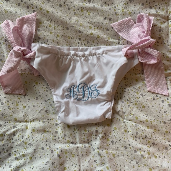 The Beaufort Bonnet Company Other - TBBC seersucker pink tied mono diaper cover